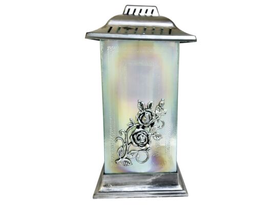 Znicz szklany 190 g 33 cm srebrny