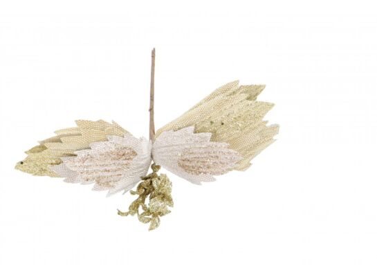 Gałązka poinsecji z brokatem 26 cm mix