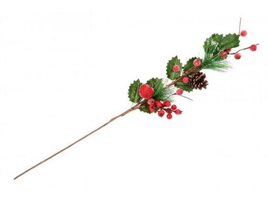 Gałązka ozdobna z ostrokrzewem 70 cm