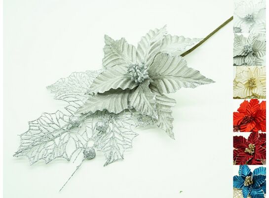 Poinsecja na piku 52 cm mix