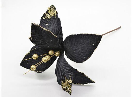 Poinsecja na piku 42 cm czarno-złoty