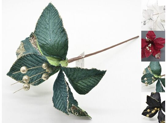 Poinsecja na piku 42 cm mix