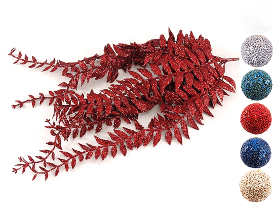 Bukiet liści brokat 44 cm mix