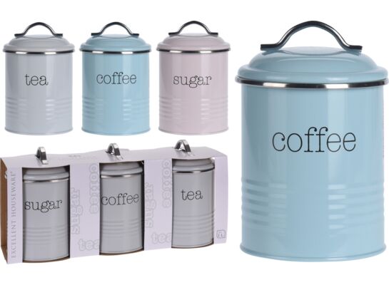 Pojemnik do przechowywania 1 l zestaw 3 sztuk cukier, kawa, herbata 11 x 16 cm