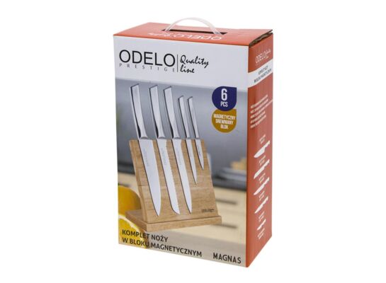 Komplet noży w bloku magnetycznym 6 sztuk MAGNAS
