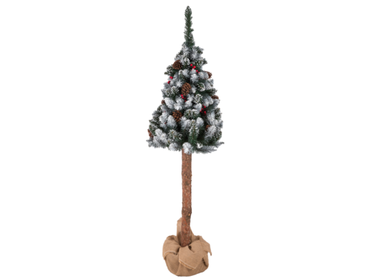 Choinka sztuczna jodła diamentowa na pniu z szyszkami i jarzębiną 180 cm