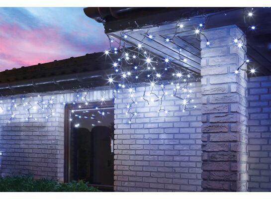 Lampki kurtyna sople flesz 200 LED niebieskie/białe zimne światło BULINEX