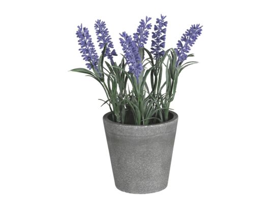 Sztuczny kwiat w donicy lawenda 21 cm fioletowo-szara