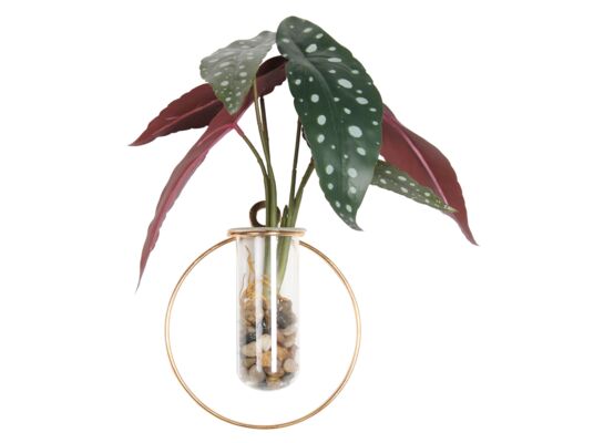 Sztuczny kwiat wiszący w szkle+metal begonia 30 cm