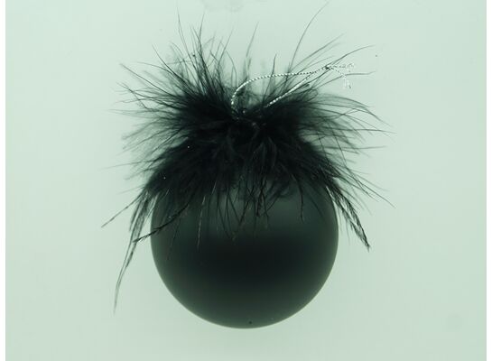 Bombka szklana z piórkami czarna 8 cm