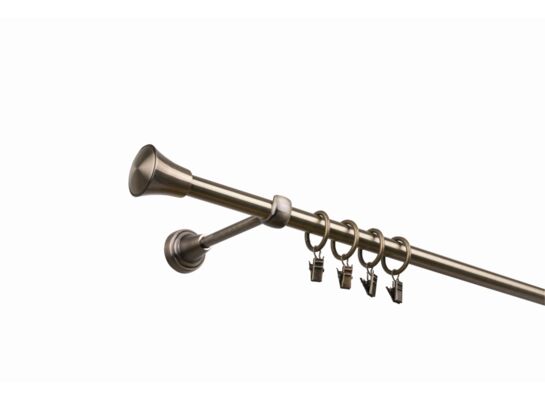 Karnisz pojedynczy 19 mm złoty antyk 240 cm żabka prince