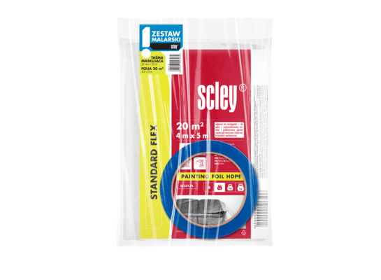 Zestaw folia 4 x5 m z niebieską taśmą 25 mm 33 m
