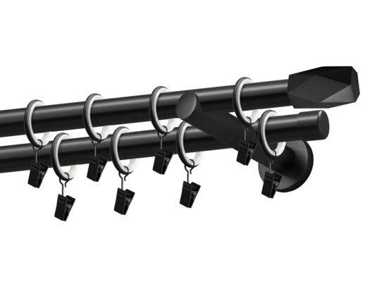 Karnisz podwójny Hex 19 mm czarny 200 cm