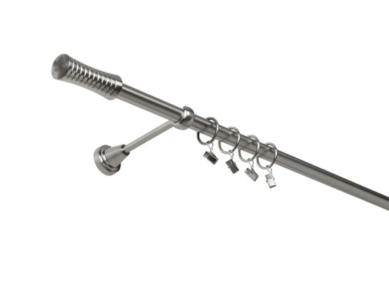 Karnisz pojedynczy 19 mm efekt stali 160 cm Cylinder żabka