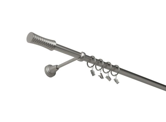 Karnisz pojedynczy 19 mm chrom mat 160 cm Cylinder żabka