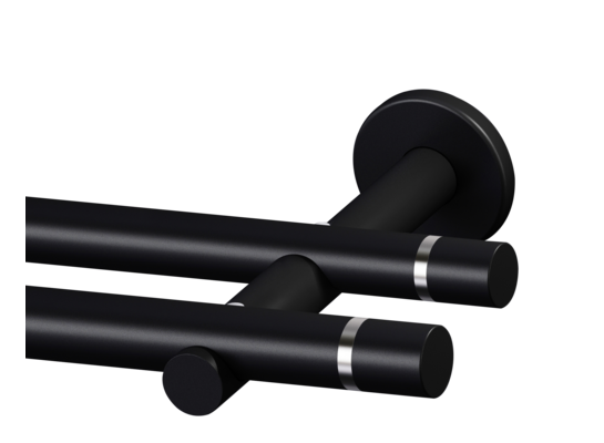 Karnisz podwójny Tokyo Easy II 19 mm 240 cm czarny mat