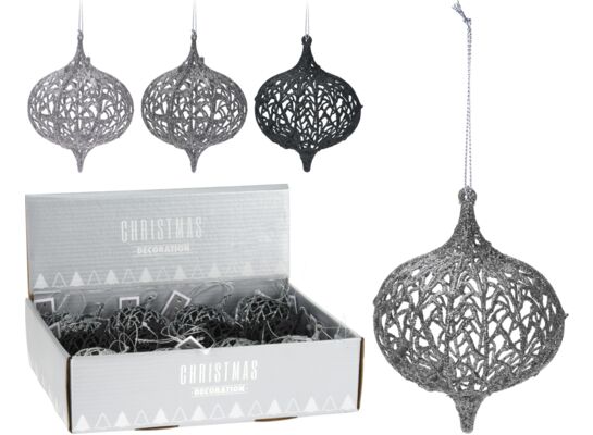Bombka PP kula ornament brokat 9 cm