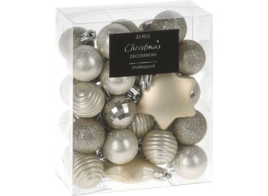 Bombki plastikowe białe zestaw 33 sztuki