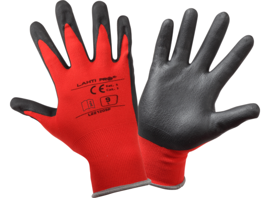 Rękawice nitrylowe czerwono-czarne L221210P "10" CE LAHTI PRO