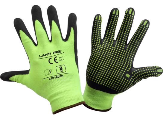 Rękawice nitrylowe żółto-czarne L221409P "9" CE LAHTI PRO