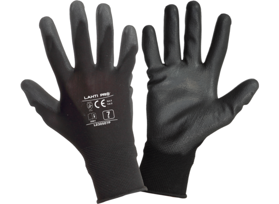 Rękawice PU czarne L230510P "10" CE LAHTI PRO