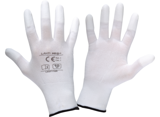 Rękawice PU białe L231108P "8" CE LAHTI PRO