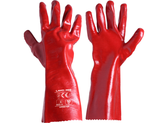 Rękawice PVC długie czerwone L240210P "10" CE LAHTI PRO