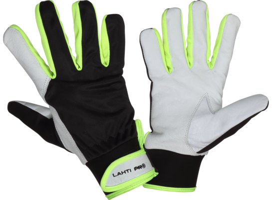 Rękawice ze skóry czarno-żółte L271809P "9" CE LAHTI PRO