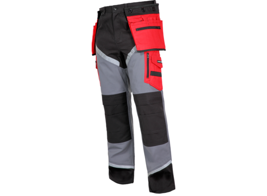 Spodnie czarno-szaro-czerwone 100% bawełna z odblaskiem "S" CE LAHTI PRO