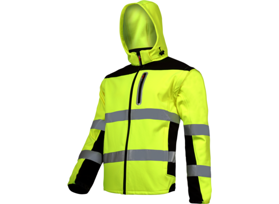 Kurtka softshell ostrzegawcza z odpinanymi rękawami żółty "L" CE LAHTI PRO