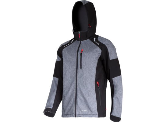 Kurtka softshell z kapturem szaro-czarno-czerwona "L" CE LAHTI PRO