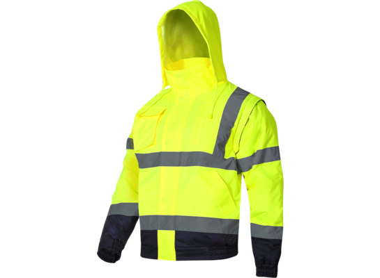 Kurtka ostrzegawcza ocieplana z odpinanymi rękawami żółta "M" CE LAHTI PRO