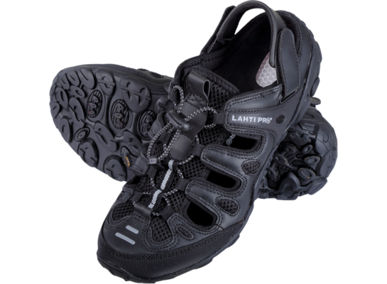 Sandały PU/dzianina czarno-szare "40" LAHTI PRO