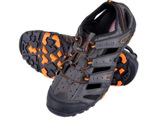 Sandały trekkingowe PU/dzianina szaro-czarno-pomarańczowe "46"LAHTI PRO