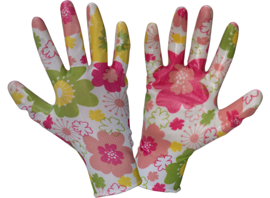 Rękawice nitrylowe kwiatki różowe L221709P "9" CE LAHTI PRO