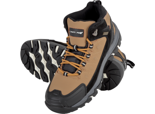 Trzewiki bez podnoska nubukowe beżowo-czarne O2 SRA 42 CE LAHTI PRO