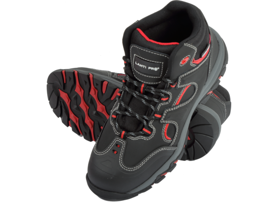 Trzewiki nubukowe czarno-czerwone S3 SRA 43 CE LAHTI PRO