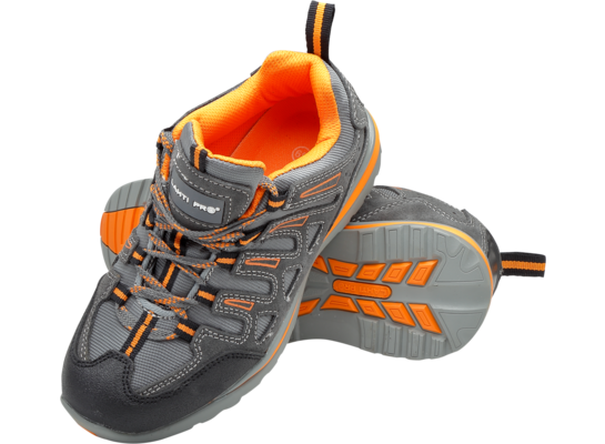 Półbuty bez podnoska zamsz szaro-pomarańczowe OB FO SRA 47 CE LAHTI PRO