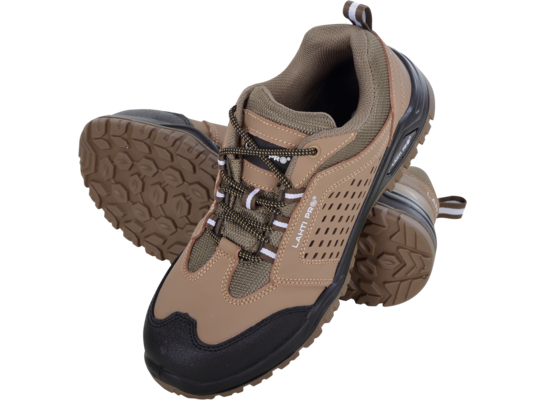 Półbuty nubukowe z otworami beżowo-czarne S1 SRA 44 CE LAHTI PRO