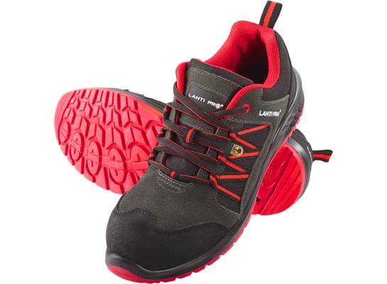 Półbuty ESD zamsz oxford grafitowo-czerwone S1 SRC 41 CE LAHTI PRO