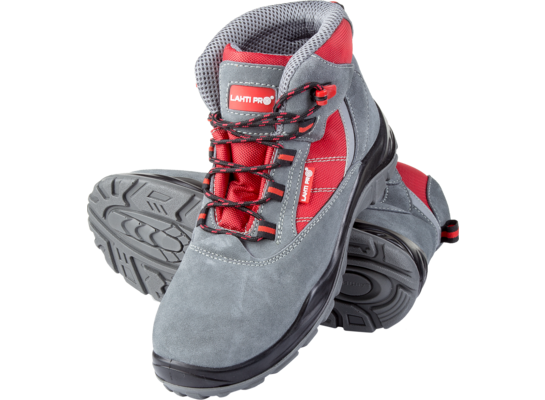 Trzewiki zamsz oxford szaro-czerwone S1P SRC 47 CE LAHTI PRO