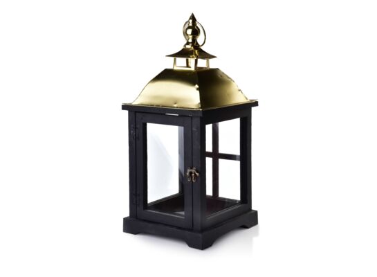 Latarnia drewniana LEVI GOLD 20 x 20 x 43 cm