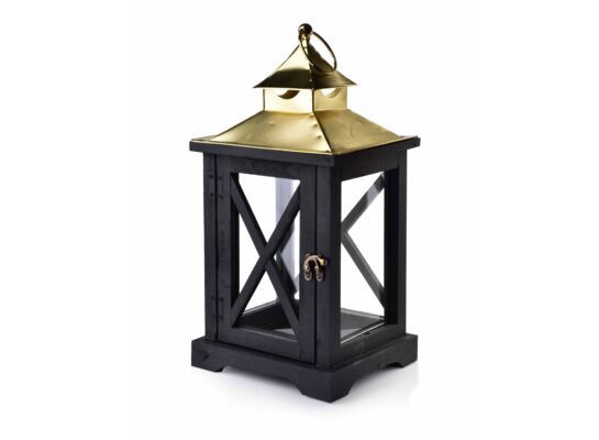 Latarnia drewniana LEVI GOLD 19 x 16,5 x 37 cm