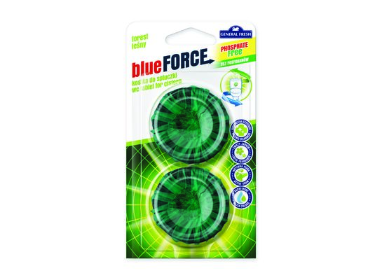 Kostka do spłuczki, Blue Force 2 sztuki, 40 g x 2, las, General Fresh