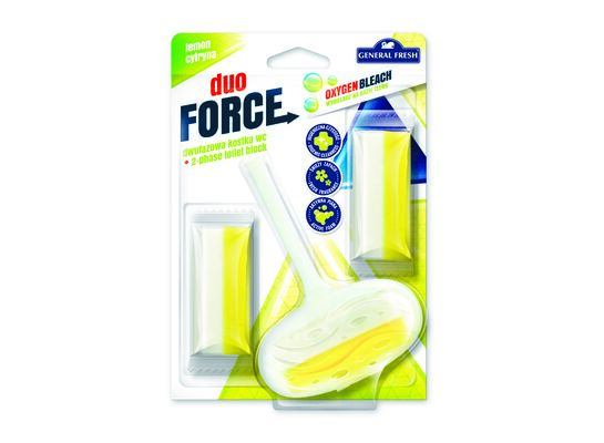 Kostka WC dwufazowa, Duo Force + 2 x zapas, 3 x 40 g, cytryna, General Fresh
