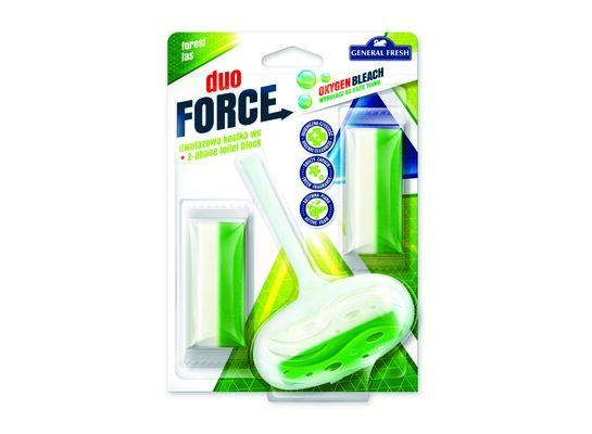 Kostka WC dwufazowa, Duo Force + 2 x zapas, 3 x 40 g, las, General Fresh
