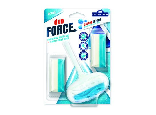 Kostka WC dwufazowa, Duo Force + 2 x zapas, 3 x 40 g, morze, General Fresh