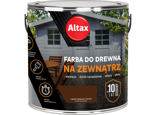 Farba do drewna na zewnątrz ALTAX 2,5 l ciemny brązowy