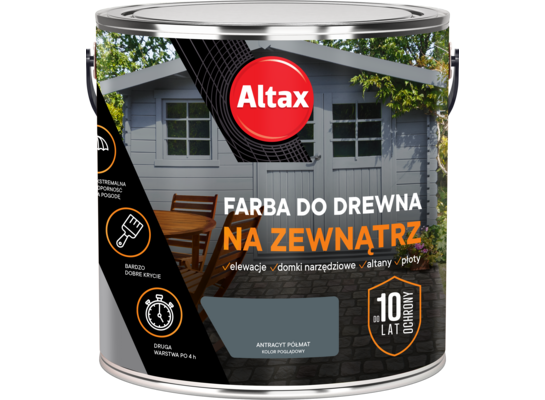 Farba do drewna na zewnątrz ALTAX 2,5 l antracyt