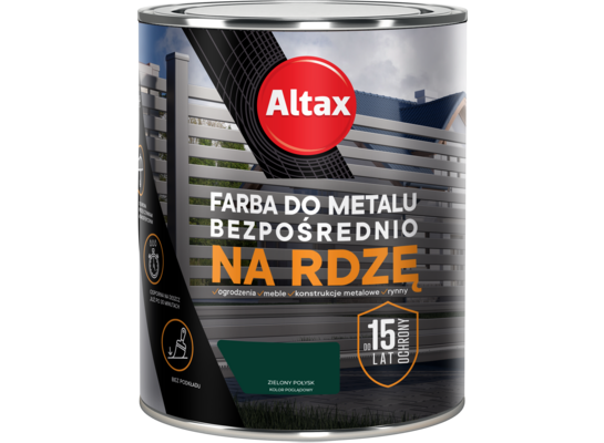 Farba do metalu 750 ml zielony połysk Altax